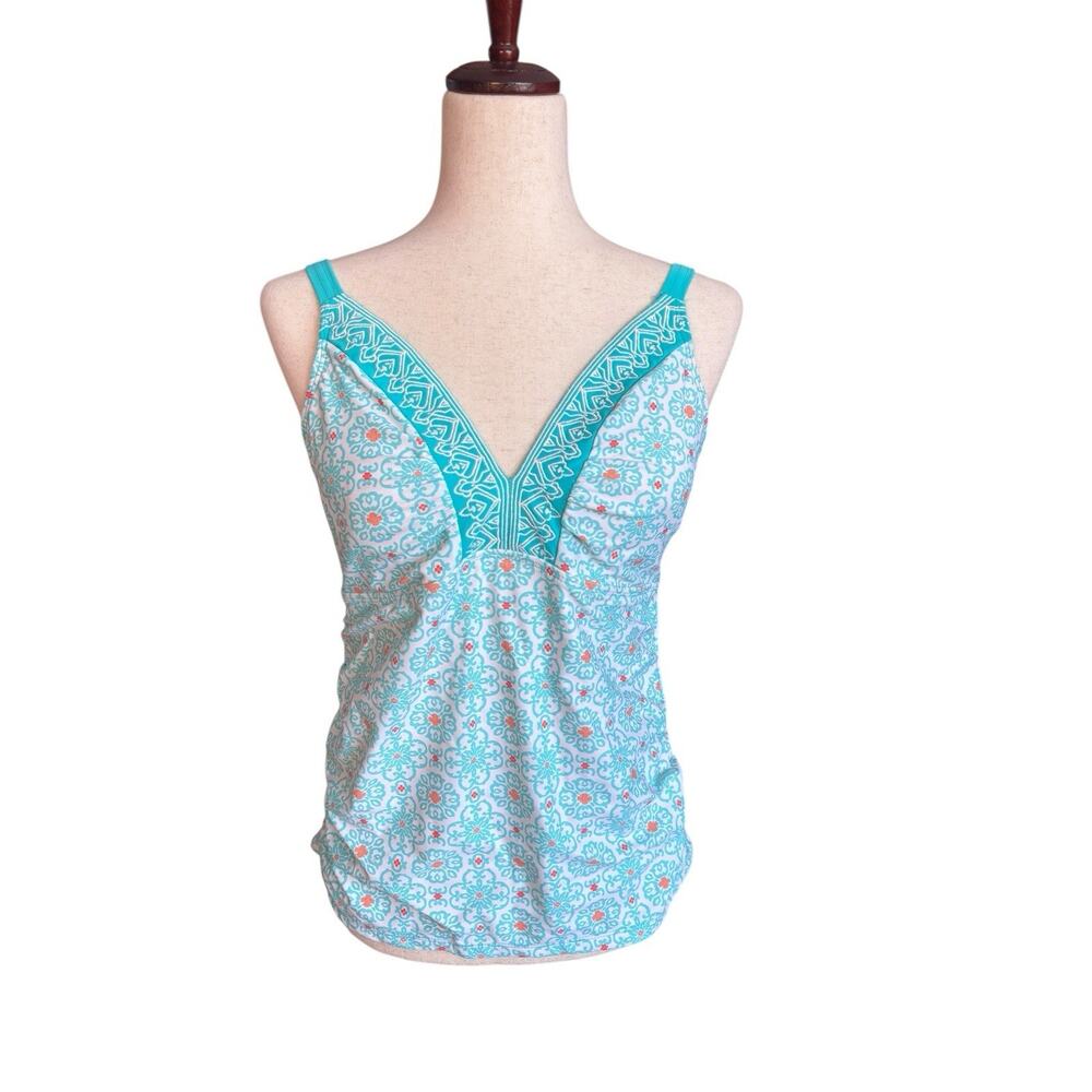 Womens Swim Suit CABANA LIFE blue Talbots Lined Tankini Top Size 10